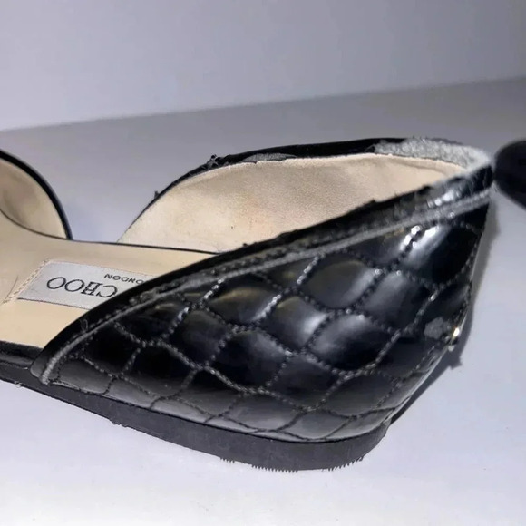 Jimmy Choo Black Leather Flats Size 40 - Picture 13 of 16